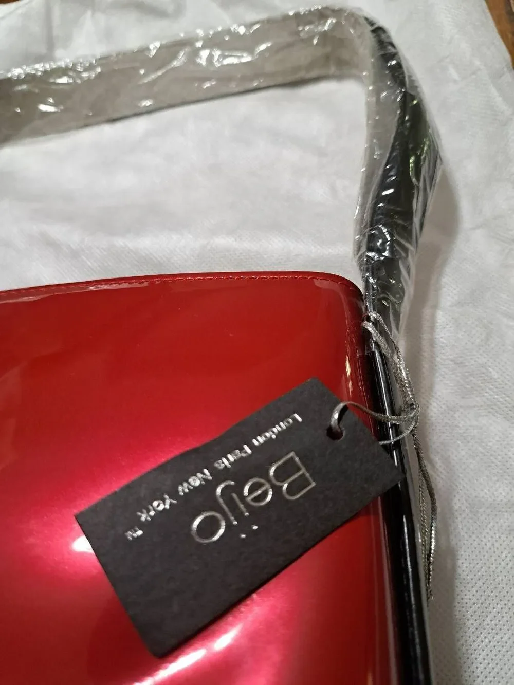 New Beijo 6190 Red Berry and Black Purse Handbag Shoulder Bag Pocket Book